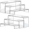 Acrylic Display Risers, 2 Set(7.8" L~8.2" L~8.6" L) Display Shelf in Clear