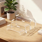 Acrylic Display Risers, 2 Set(7.8" L~8.2" L~8.6" L) Display Shelf in Clear, alternate view 3
