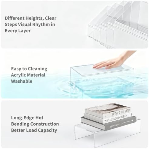 Acrylic Display Risers 5 PCS, Buffet Risers U-Shaped Food Display Stands for Dessert Party Cafe Table, Clear, alternate view