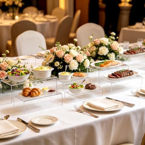 Acrylic Display Risers 5 PCS, Buffet Risers U-Shaped Food Display Stands for Dessert Party Cafe Table, Clear, alternate view