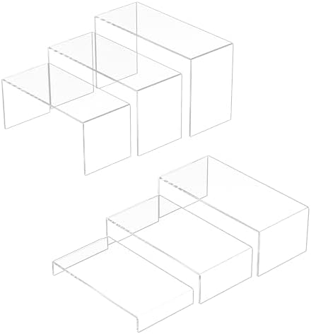 Acrylic Display Risers 6pcs, Clear Rectangular Display Organizer Stands, Acrylic Display for Funko Pop Figure