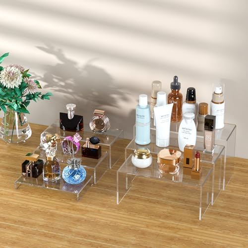 Acrylic Display Risers 6pcs, Clear Rectangular Display Organizer Stands, Acrylic Display for Funko Pop Figure, alternate view