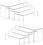 Acrylic Display Risers (7" L~9" L), 2 Sets Clear Tabletop Display Stand in Clear