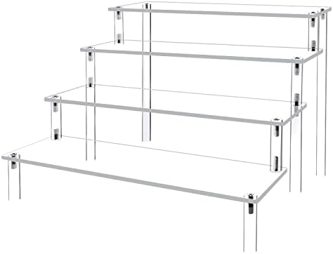 Acrylic Display Risers Cupcake Stand for Food Desserts, Perfume Organizer 4 Tier Clear Shelf Display Stand Funko