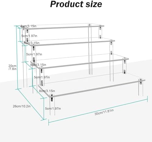 Acrylic Display Risers Cupcake Stand for Food Desserts, Perfume Organizer 4 Tier Clear Shelf Display Stand Funko, alternate