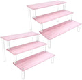 Acrylic Display Stand, 2PCS 3 Tier Pink Display Risers for Funko POP Figures, 9" Cupcakes Stand, Perfume