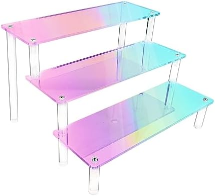 Acrylic Display Stand, 3 Tier Iridescent Display Risers for Funko POP Figures, 9" Cupcakes Stand, Perfume