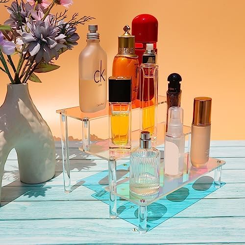 Acrylic Display Stand, 3 Tier Iridescent Display Risers for Funko POP Figures, 9" Cupcakes Stand, Perfume, alternate view 2