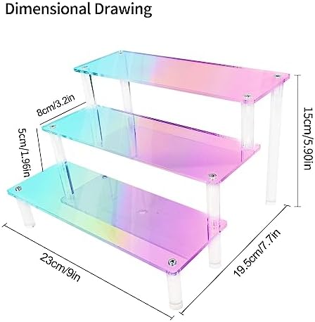 Acrylic Display Stand, 3 Tier Iridescent Display Risers for Funko POP Figures, 9" Cupcakes Stand, Perfume, alternate view 3