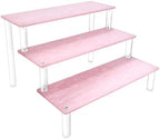 Acrylic Display Stand, 3 Tier Pink Display Risers for Funko POP Figures, 9" Cupcakes Stand, Perfume Organizer