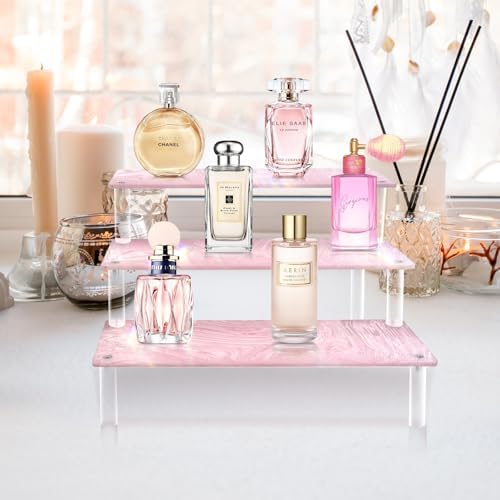 Acrylic Display Stand, 3 Tier Pink Display Risers for Funko POP Figures, 9" Cupcakes Stand, Perfume Organizer, alternate view