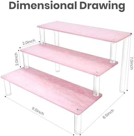 Acrylic Display Stand, 3 Tier Pink Display Risers for Funko POP Figures, 9" Cupcakes Stand, Perfume Organizer, alternate view