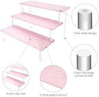 Acrylic Display Stand, 3 Tier Pink Display Risers for Funko POP Figures, 9" Cupcakes Stand, Perfume Organizer, alternate view