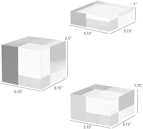 Acrylic Display Stands, 3 Graduated Sizes Acrylic Block Riser for Displaying Collection, Crystal Clear Acrylic, alternate