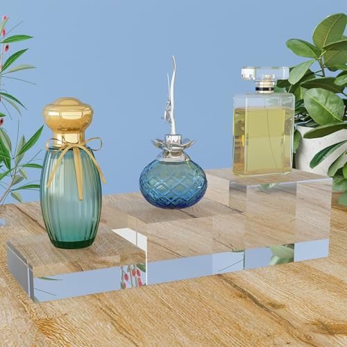 Acrylic Display Stands, 3 Graduated Sizes Acrylic Block Riser for Displaying Collection, Crystal Clear Acrylic, alternate