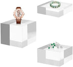 Acrylic Display Stands, 3 Graduated Sizes Acrylic Block Riser for Displaying Collection, Crystal Clear Acrylic