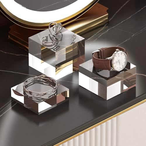 Acrylic Display Stands, 3 Graduated Sizes Acrylic Block Riser for Displaying Collection, Crystal Clear Acrylic, alternate