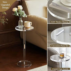 Acrylic Drink Table, Small Round Side Table for Small Space, Pedestal End Tables with Phone Holder, Multi-Use, alternate view