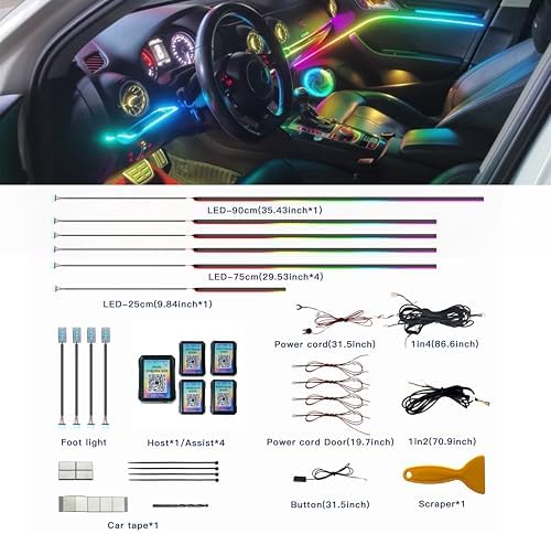 Acrylic Interior Car LED Strip Lights, Dreamcolor 10-in-1 Car Ambient Lighting Kit, with APP Control, 622 LED, alternate view