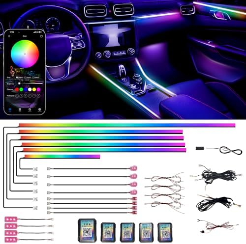 Acrylic Interior Car LED Strip Lights, Dreamcolor 18-in-1 Car Ambient Lighting Kit, with APP Control, 622 LED