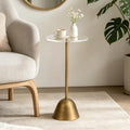Acrylic Pedestal Side Table, Round Small Drink Table, Brass