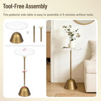 Acrylic Pedestal Side Table, Round Small Drink Table, Brass, alternate view 5