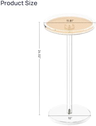 Acrylic Rattan Drink Table for Small Space, 11.8''Lx11.8''Lx24''H, alternate view 3