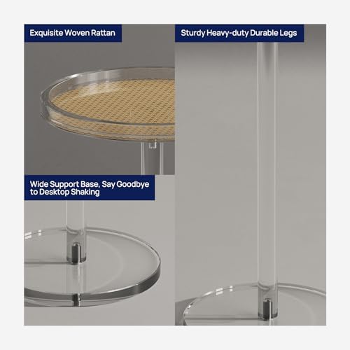 Acrylic Rattan Drink Table for Small Space, 11.8''Lx11.8''Lx24''H, alternate view 4
