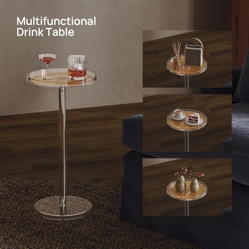 Acrylic Rattan Drink Table for Small Space, 11.8''Lx11.8''Lx24''H, alternate view 6