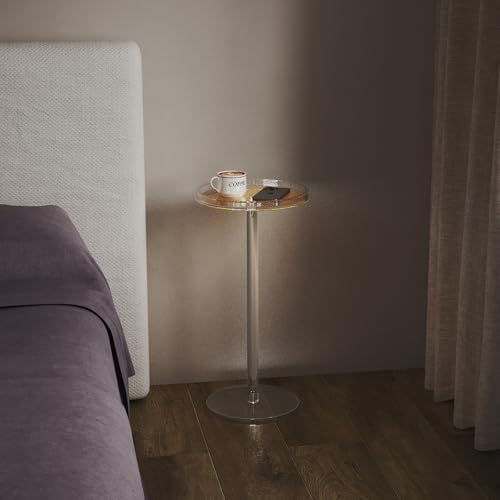Acrylic Rattan Drink Table for Small Space, 11.8''Lx11.8''Lx24''H, alternate view 7