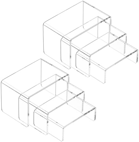 Acrylic Risers Display Stand 2 Set, Clear Display Risers Shelf,3x3x5 in (3,4,5)" x 2Set in Transparent