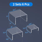 Acrylic Risers Display Stand 2 Set, Clear Display Risers Shelf,3x3x5 in (3,4,5)" x 2Set in Transparent, alternate view 3