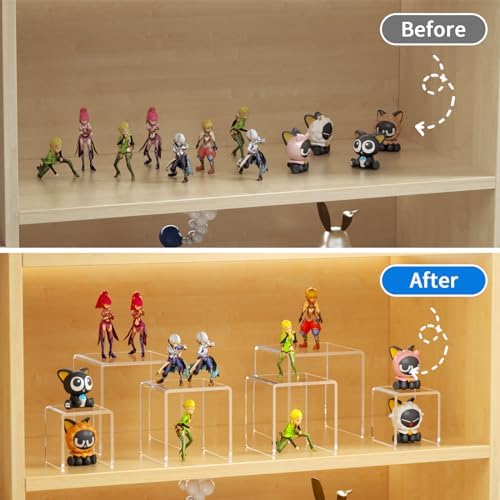 Acrylic Risers Display Stand 2 Set, Clear Display Risers Shelf,3x3x5 in (3,4,5)" x 2Set in Transparent, alternate view 4