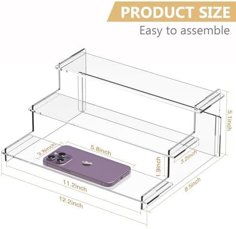 Acrylic Risers Display Stand, 3 Tier Cupcake Holder, Perfume Organizer in Clear, alternate view 3