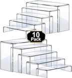 Acrylic Risers Display Stands, Acrylic Stands for Display 10Pcs 2Set in 2 Set 4 Size in Clear 10 Pcs