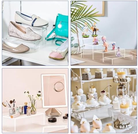 Acrylic Risers Display Stands, Acrylic Stands for Display 10Pcs 2Set in 2 Set 4 Size in Clear 10 Pcs, alternate view 5