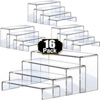 Acrylic Risers Display Stands, Acrylic Stands for Display 16Pcs 4Set in 2 Set 4 Size in Clear 16 Pcs