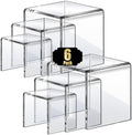 Acrylic Risers Display Stands, Acrylic Stands for Display 6Pcs 2Set in 2 Set 4 Size in Clear 6 Pcs