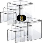 Acrylic Risers Display Stands, Acrylic Stands for Display 6Pcs 2Set in 2 Set 4 Size in Clear 6 Pcs