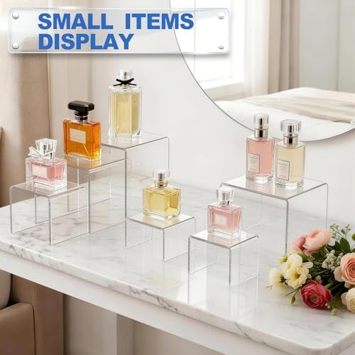 Acrylic Risers Display Stands, Acrylic Stands for Display 6Pcs 2Set in 2 Set 4 Size in Clear 6 Pcs, alternate view 5