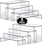 Acrylic Risers Display Stands, Acrylic Stands for Display 8Pcs 2Set in 2 Set 4 Size in Clear 8 Pcs