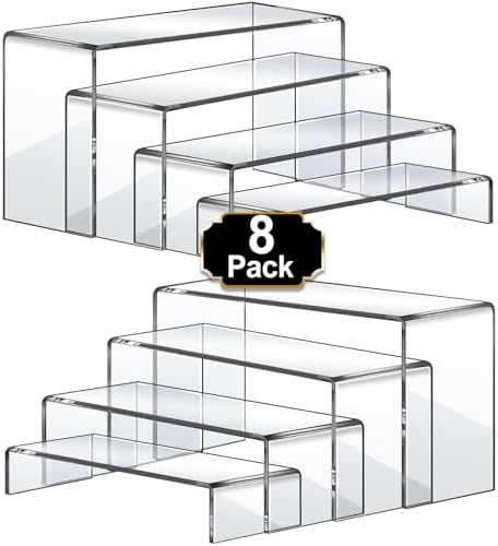 Acrylic Risers Display Stands, Acrylic Stands for Display 8Pcs 2Set in 2 Set 4 Size in Clear 8 Pcs