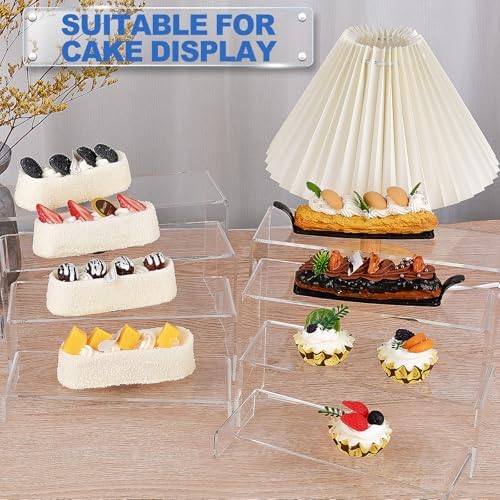 Acrylic Risers Display Stands, Acrylic Stands for Display 8Pcs 2Set in 2 Set 4 Size in Clear 8 Pcs, alternate view 7