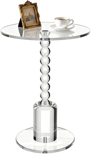 Acrylic Round Side Table, End Table Drink Table Martini Table (Clear) in Clear