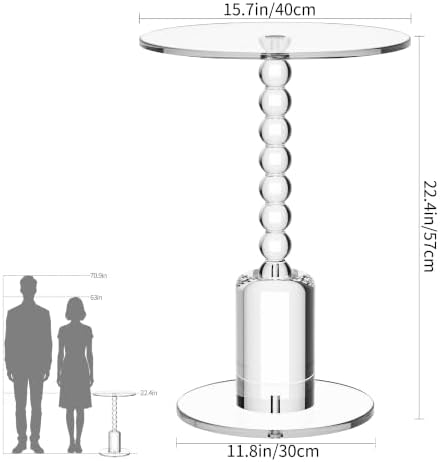 Acrylic Round Side Table, End Table Drink Table Martini Table (Clear) in Clear, alternate view 3