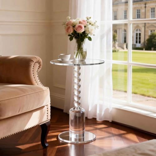 Acrylic Round Side Table, End Table Drink Table Martini Table (Clear) in Clear, alternate view 4