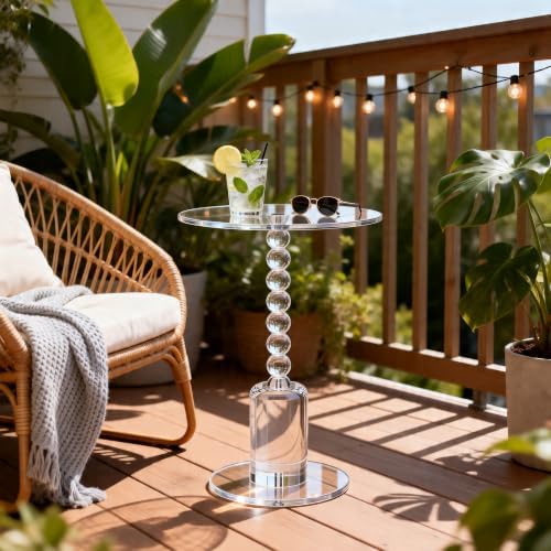 Acrylic Round Side Table, End Table Drink Table Martini Table (Clear) in Clear, alternate view 6