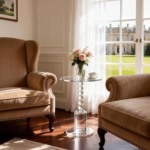Acrylic Round Side Table, End Table Drink Table Martini Table (Clear) in Clear, alternate view 7