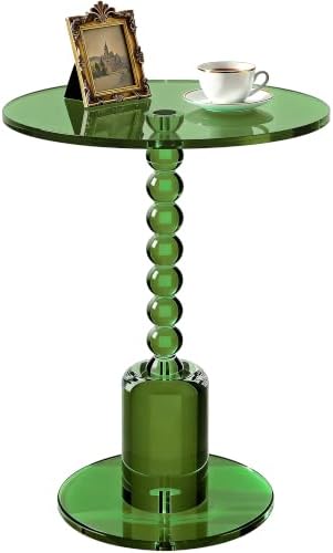 Acrylic Round Side Table, End Table Drink Table Martini Table (Green) in Green