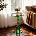 Acrylic Round Side Table, End Table Drink Table Martini Table (Green) in Green, alternate view 2